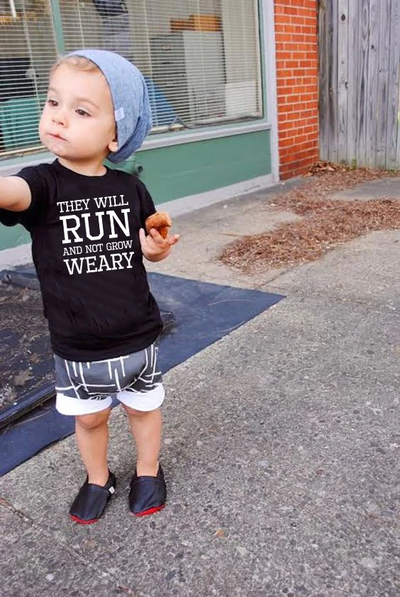 

They Will Run and Not Grow Weary Kid's T-Shirt Boy Girl Fashion Short Sleeve Letter Print TShirts for Toddler Kids Graphic Shirt