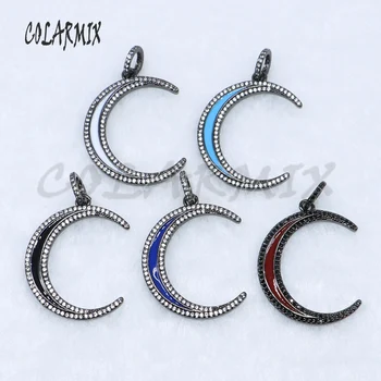 

Fashion crescent jewelry pendant pave zircon for jewelry making Gift for lady High quality charms jewelry gift for lady5074