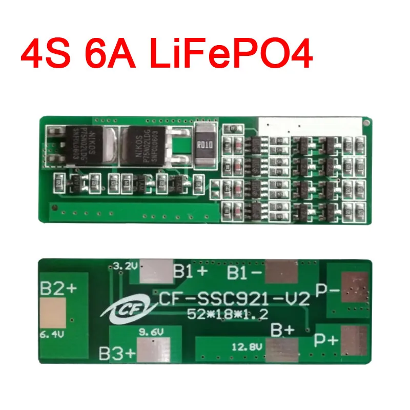 4S ячейка 2В 6А Lifepo4 литий-железо фосфат батарея Защитная плата 3 2 В x4 12 8 для