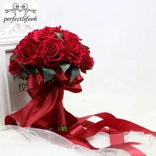 Perfectlifeoh Горячий красный свадебный букет невесты свадебное оформление букета Foamflowers Свадебный букет из роз