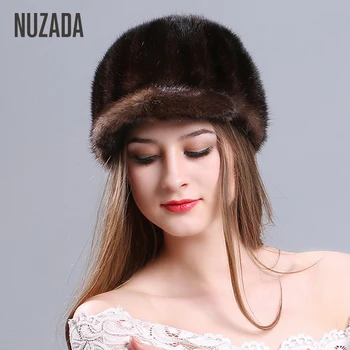 

Brand NUZADA Warm Cold Proof Function Women Lady Girl Knitted Caps Skullies Beanies Real Truly Mink Fur Fashion Cap Winter Hat