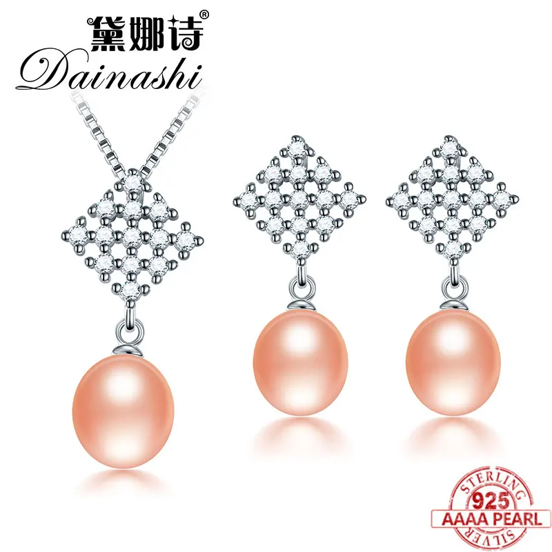 

Dainashi Square Pearl Jewelry Sets Freshwater Pearl Jewelry Sets Pendant & Pearl Earrings Ring For Women Wedding Jewelry Sets