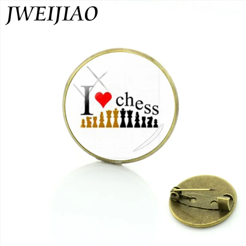 E583 JWEIJIAO Новое поступление я люблю Броши с рисунком на тему шахмат коллекция памятей от любителей шахмат для женщин и мужчин брошь на булавке ювелирные изделия E590 - Окраска металла: E583