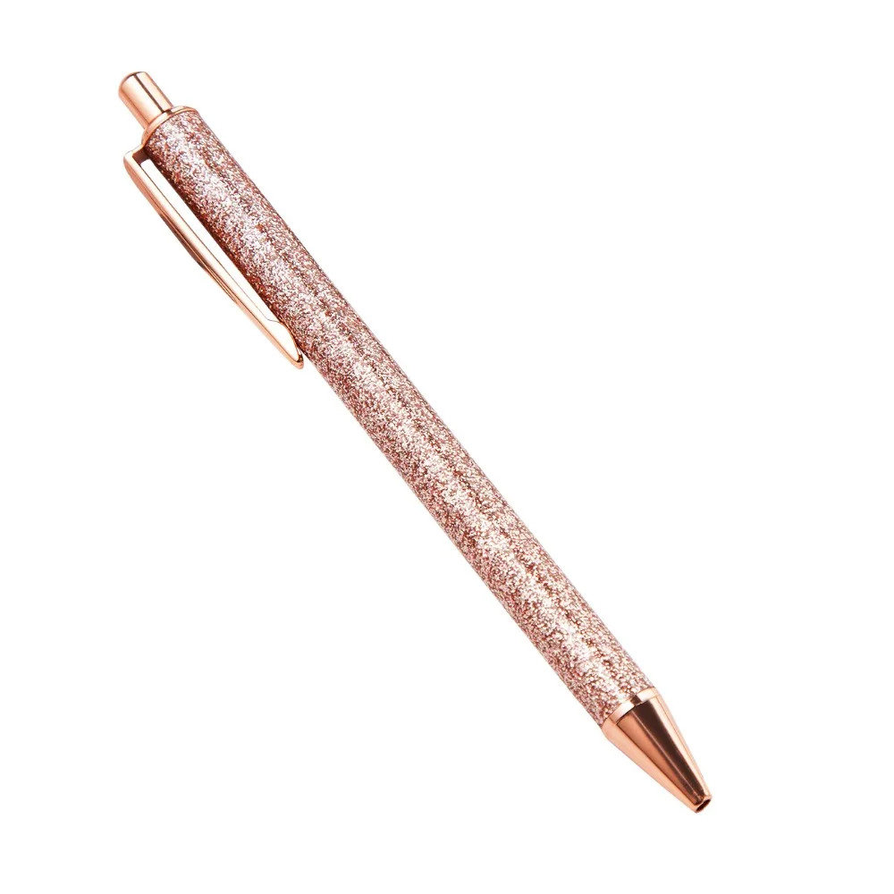 

Glitter Sequin Metal ballpoint pens for writing Cute Black Press 1.0 mm black ink ball pen business pen School supplies