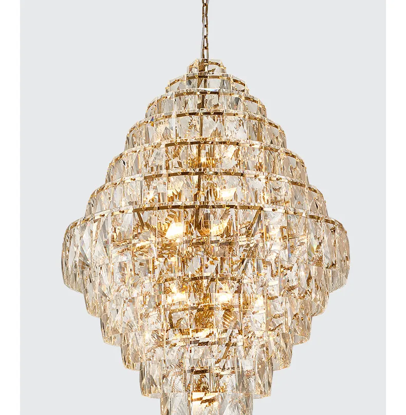 Роскошный современный блеск, прозрачный кристалл K9 E14, светодиодные подвесные светильники, Золотой металлический подвесной светильник, подвесные светильники на цепочке, подвесной светодиодный подвесной светильник