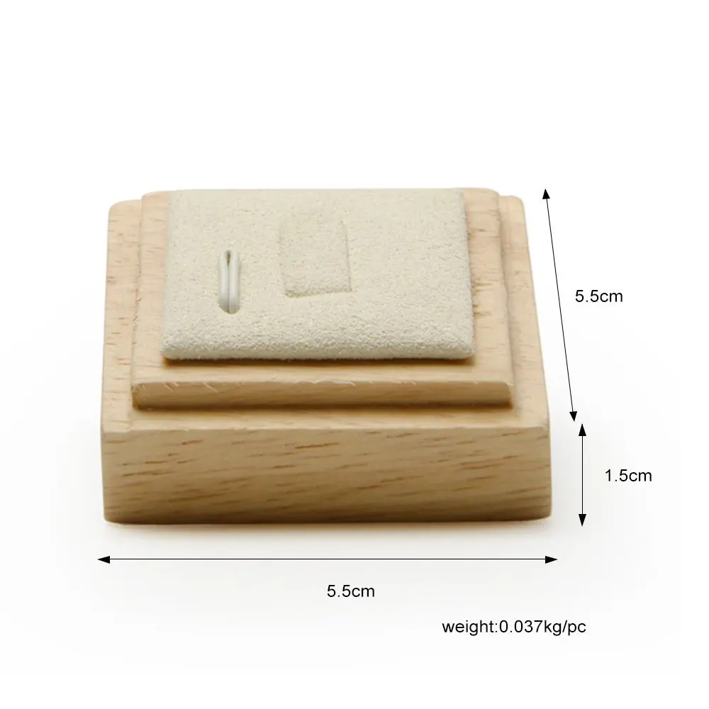 FANXI Solid Wood Creamy-white&Gray Single Ring Display Stand with Microfiber for Jewelry Shop Exhibition Ring Display Holder Jewelry Packaging