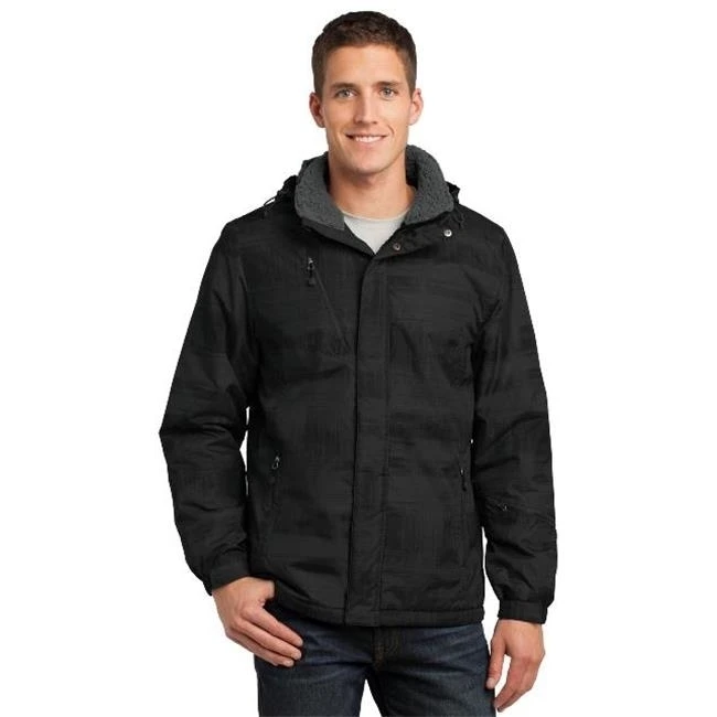 Port Authority J320 Mens Brushstroke Print Insulated Jacket Black - Extra Small