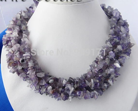 

Hot sell Noble- FREE SHIPPING>>>@@ S>>6Strands 18'' Freeform Amethyst Necklace