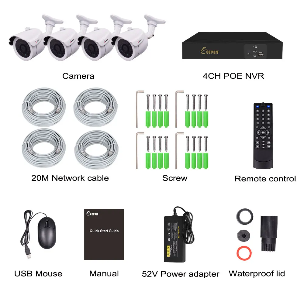 4CH POE 1080P NVR CCTV System 2.0MP Outdoor IP Camera HD 1080P NVR Recorder Security Camera Kit Video Surveillance System (7)