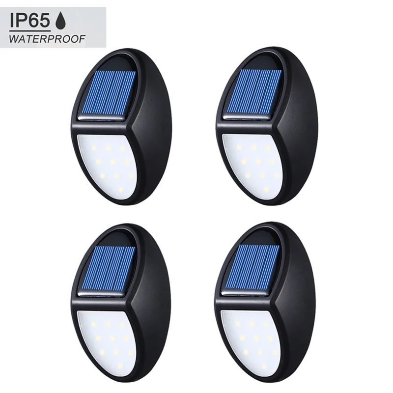 

Dozzlor 4pcs 10 LED Solar Powered Lamp Waterproof IP65 Security Wall Light Energy Saving Yard Path Home Garden Lamp Sconce