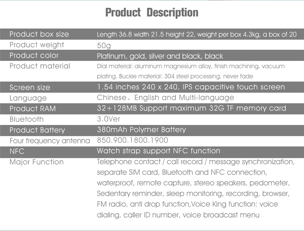 Eagwood Новые Bluetooth Смарт часы FM радио NFC SIM TF карта камера видео рекордер музыкальный плеер Синхронизация SMS Smartwatch для мужчин и женщин подарок