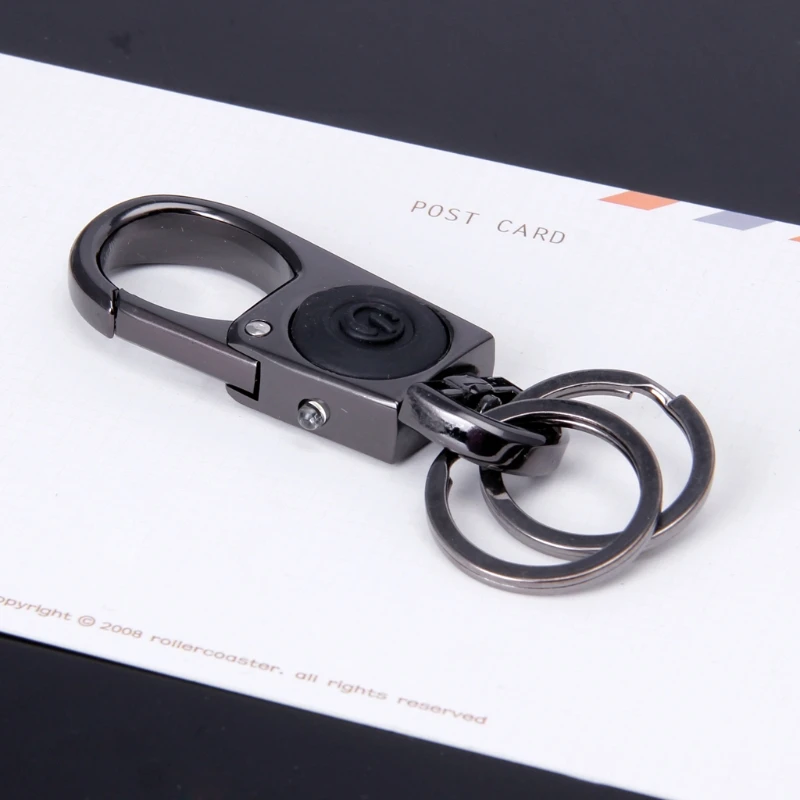 

Solid construction Black Heavy Duty Business Men Car Keychain with 2 Extra Key Rings and LED Flash