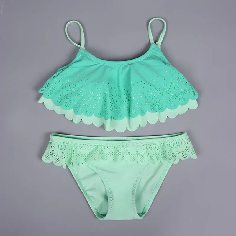 

Funfeliz Lace Two Pieces Swimsuit for Girls 3-12 Years Two Pieces Bathing Suits Toddler Girls Swimwear Children Swimming Suit