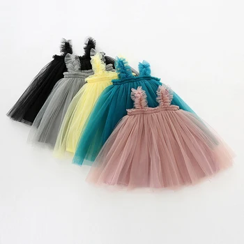 

Summer Girls Dress Ruffle Sleeveless Kids Dresses for Girls Vestidos Infantil Kids Clothes Mesh Cute Princess Party Costumes