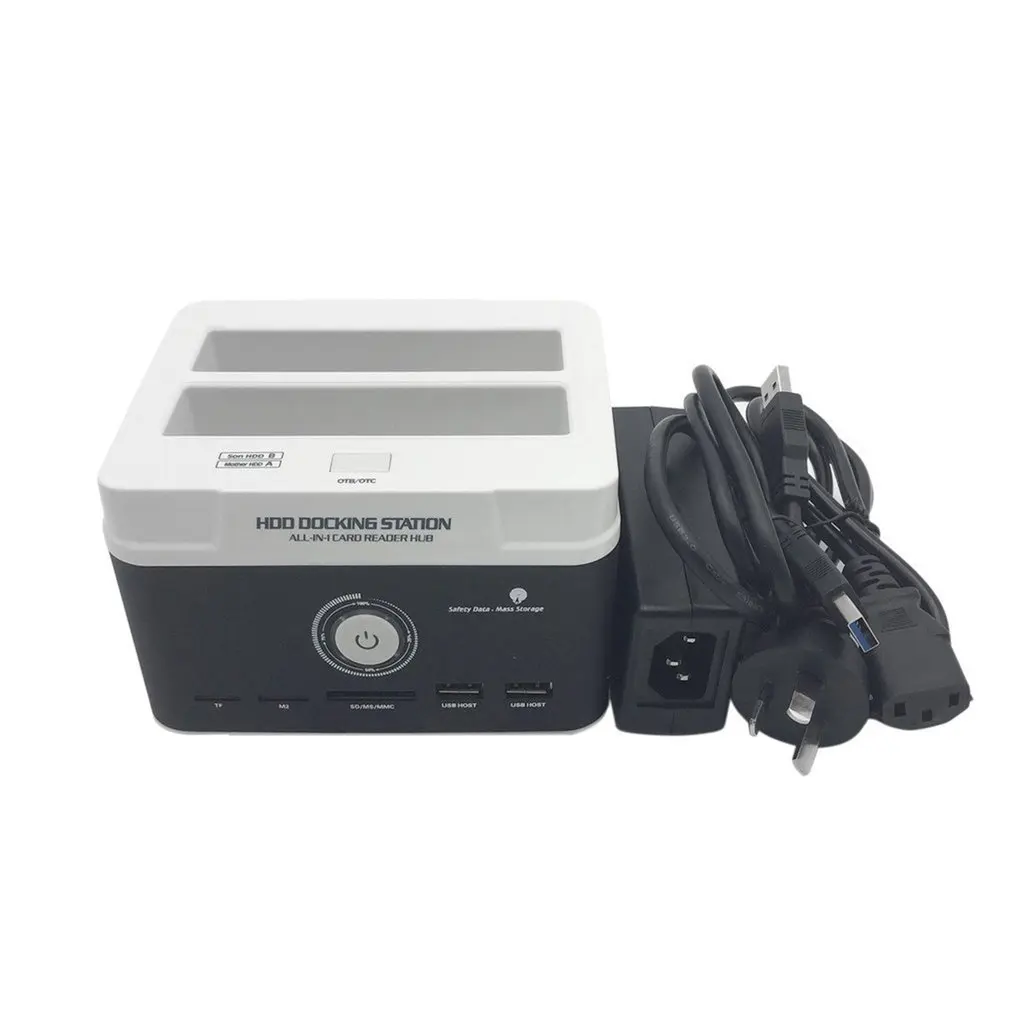 

895U3SC USB3.0 All-in-1 Dual SATA HDD Docking Station Double Position Hard Disk Base With Card Reader Clone Dock