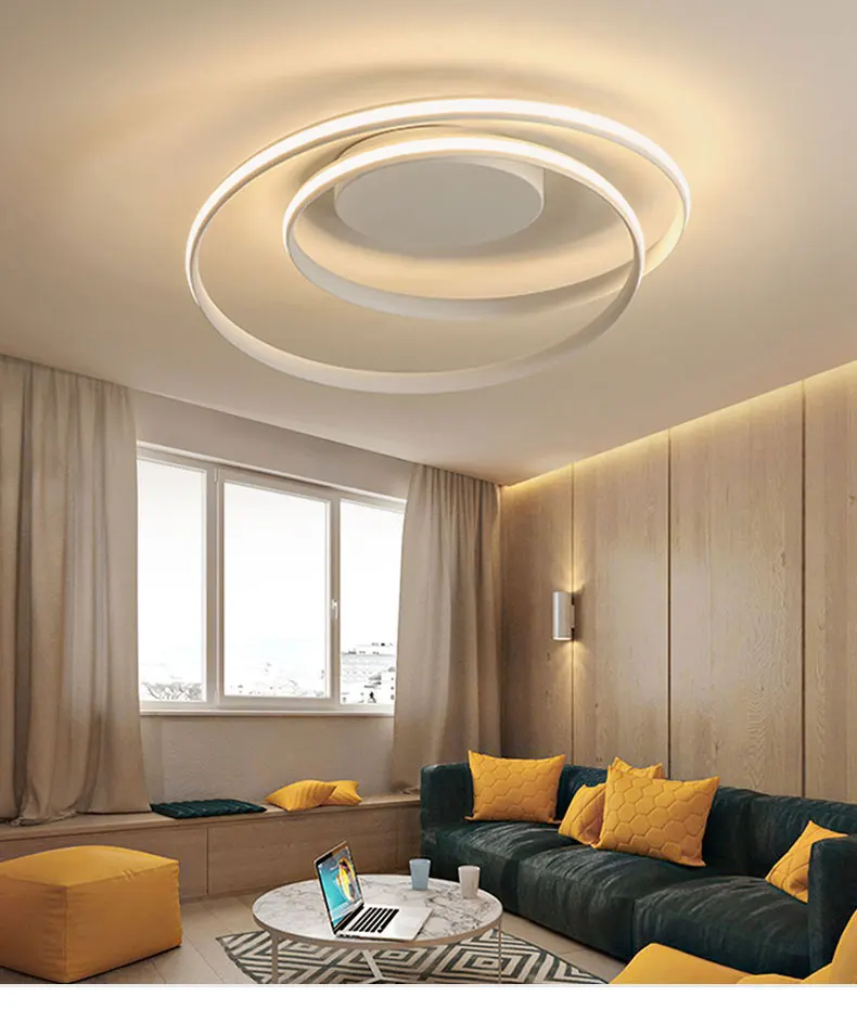 Простой современный светодиодный потолочный светильник, черно-белый светодиодный потолочный светильник для гостиной, спальни, столовой