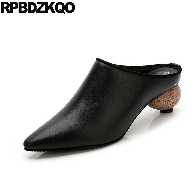 

chunky special mules slipper low heels pointed toe brown size 4 34 strange black women fashion 2018 summer shoes novelty unique