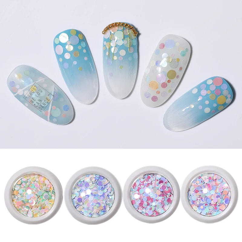 

1g 3D Holographic Nail Sequins Flakes Colorful Round Shape Glitter Shiny Mixed Designs in Box DIY Nail Art Decoration Tips