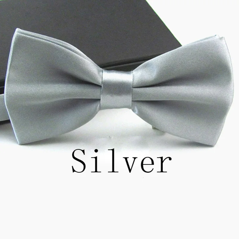 Men Silver White 35 цветов, однотонные модные галстуки-бабочки для жениха, мужчин, детей, торжественные цветные галстуки-бабочки для мужчин, свадебные галстуки-бабочки - Цвет: Men Silver White