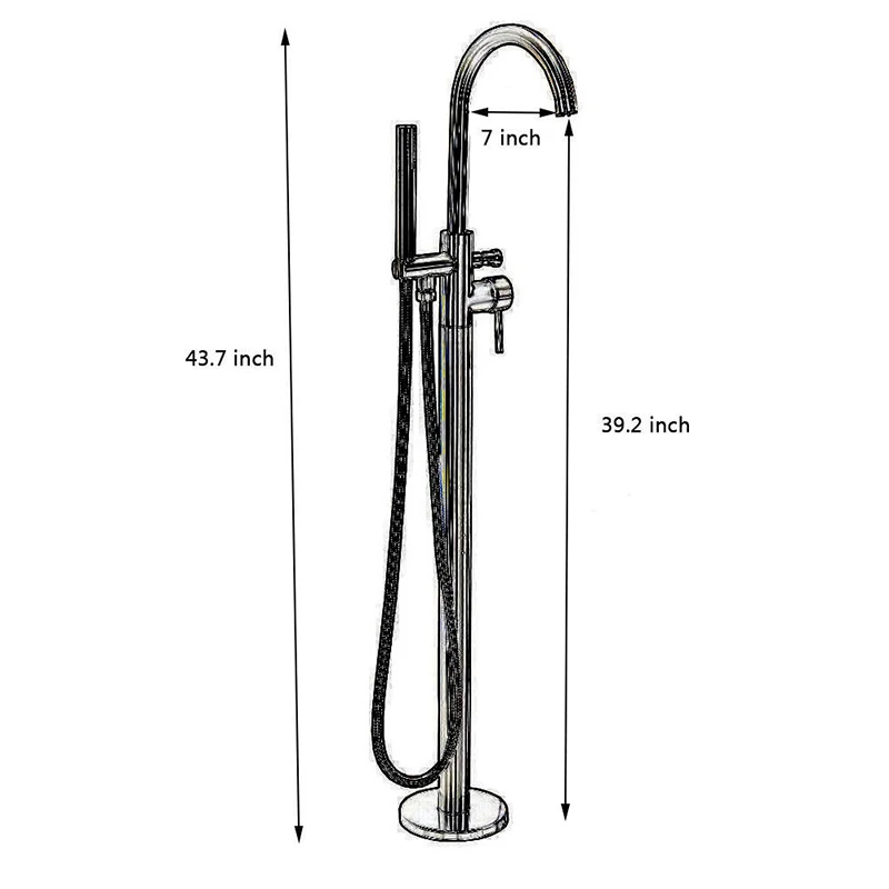 Напольные хром пластины ванной кран один HandlesShower Ванна смеситель