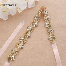 Стразы пояс невесты жемчужный пояс золотые стразы свадебный пояс для свадебного платья J196G