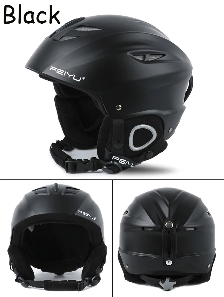Лыжный шлем сверхлегкий дышащий шлем для сноуборда мужской женский скейтборд шлем многоцветная 50-58 см голова окружность - Цвет: Black