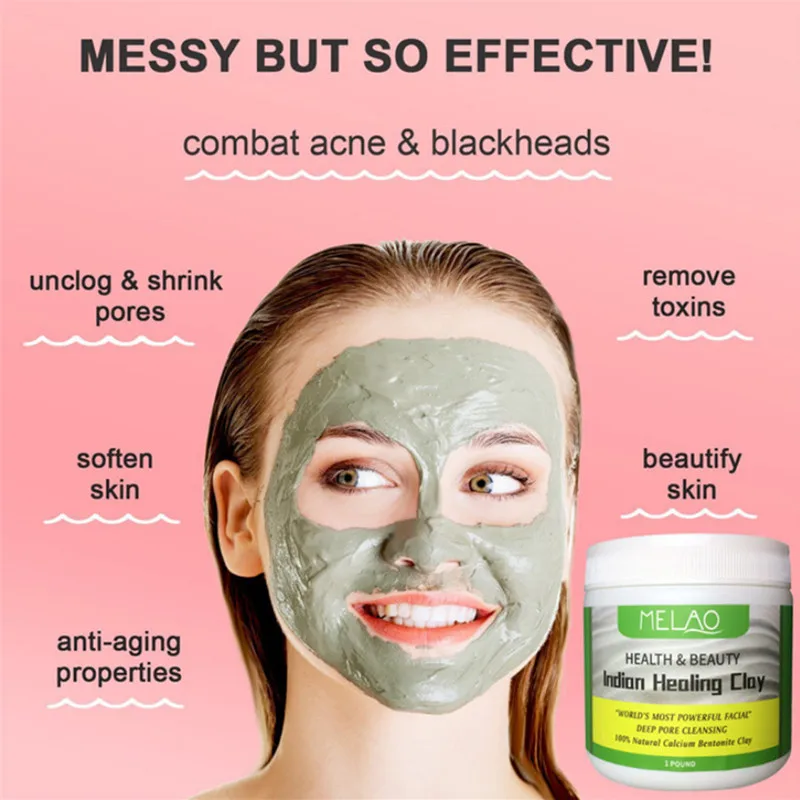Индийская лечебная Bentonite Detox глина MELAO 100% натуральный порошок для лица глубокое