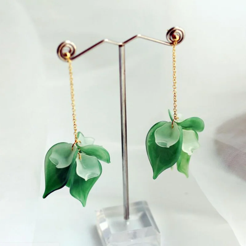 

Ruifan Korean Leaves/Leaf Shape 925 Sterling Silver Earrings for Women Girls Long Drop Chain Earring Fashion Jewelry YEA380