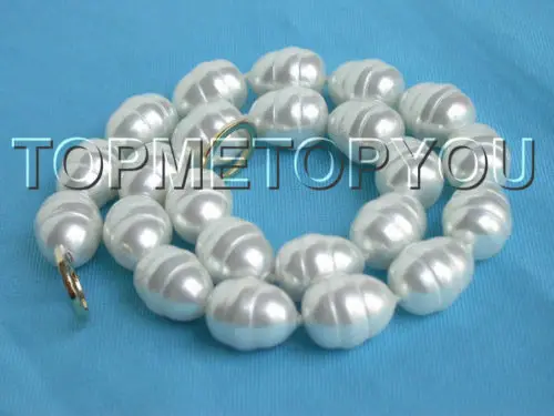 

Free Shipping >> beautiful 18X14mm Baroque white shell pearls necklace E667