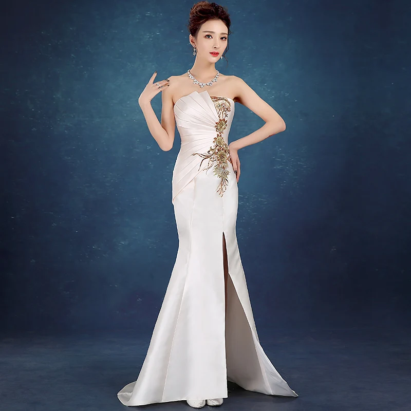 2017 Bridesm soft silk Celebrity Dresses trailing Fish tail Evening Slim Highlight temperament party Dress summer | Свадьбы и