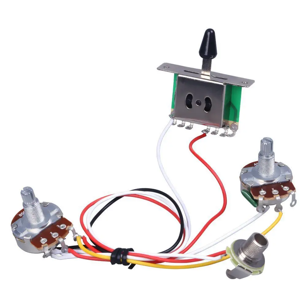 

HLBY Guitar Pre-wired Harness, 3 Way Blade Toggle Switch 1V1T 500K for Electric Guitar