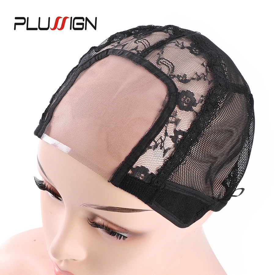6Pcs Black U Part Wig Cap With Adjustable Straps Transparent Swiss Lace For Making Wigs 56Cm Frontal Caps | Шиньоны и парики