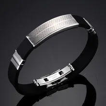 Мужские Buffalo Plaid Tag силиконовый браслет для нержавеющей стали резиновый браслет Braslet Brackelts спортивные мужские ювелирные изделия