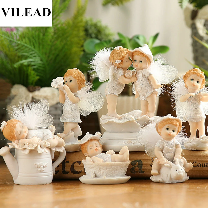 VILEAD, 3 вида стилей, смола, детская фигурка Ангела, милый ангел, миниатюры, милые сказочные поделки для домашнего декора, креативные подарки для детей