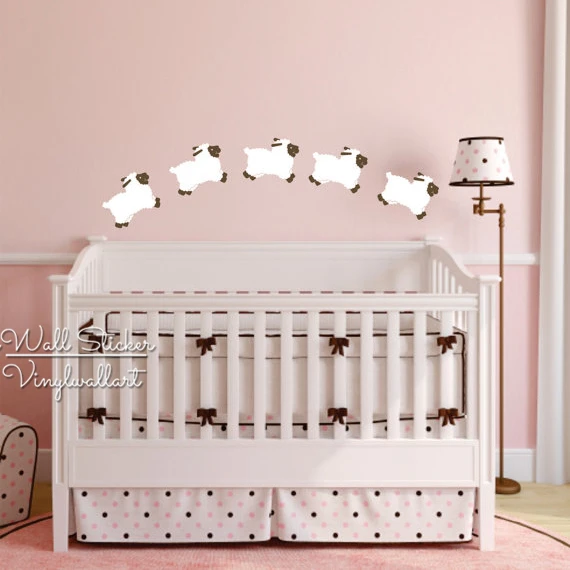 Sheep Nursery Ideas Pictures Remodel And Decor Count The Sheep Bedroom Wall Sticker Vinyl Nursery Transter Decor Graphic Home Art