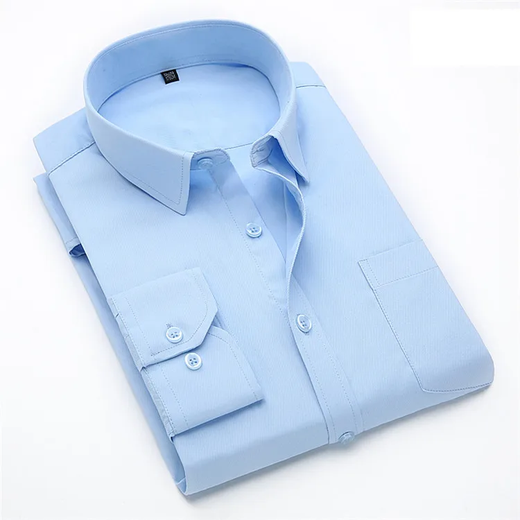 Мужская рубашка осень-зима новая деловая Повседневная Рабочая Рубашка с длинным рукавом большой размер Однотонная рубашка