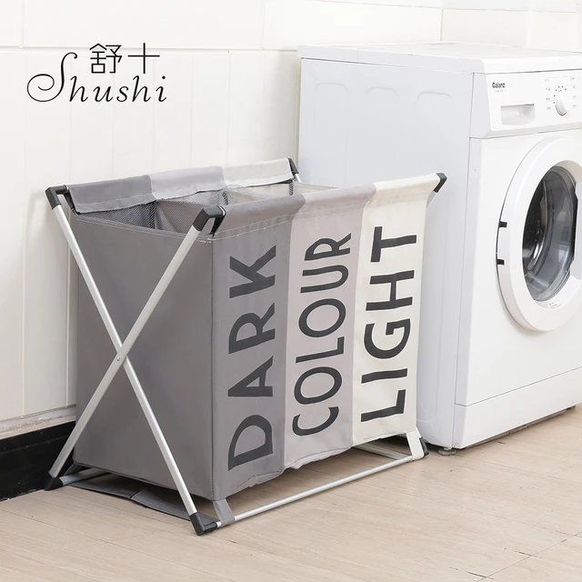 Shushi Dirty Clothes Organizer Three Compartment Storage Basket Shushi Dirty Clothes Organizer Three Compartment Storage Basket Collapsible Large Laundry Hamper Waterproof