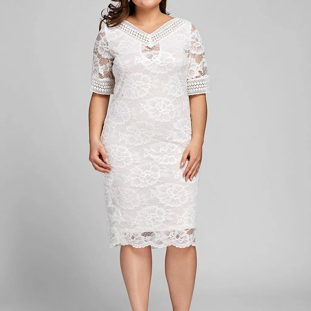 

Plus Elegant flower embroidery women dress V-neck woman lining ladies party night dress White high waist summer dress Sukienka