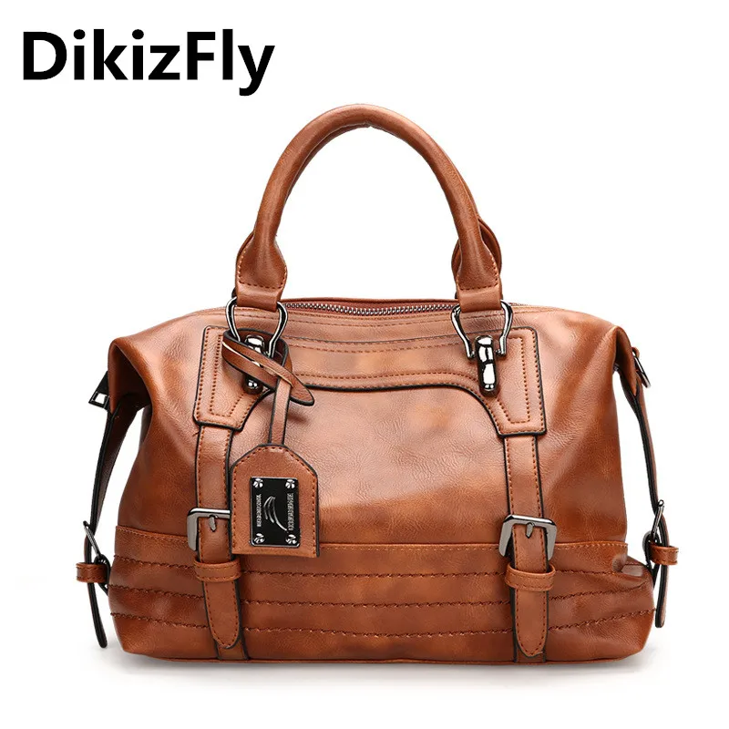 

DikizFly New Vintage Women Bags Solid Totes bags for women 2018 luxury handbags woman bag designer Crossbody Bag Ladies Handbag