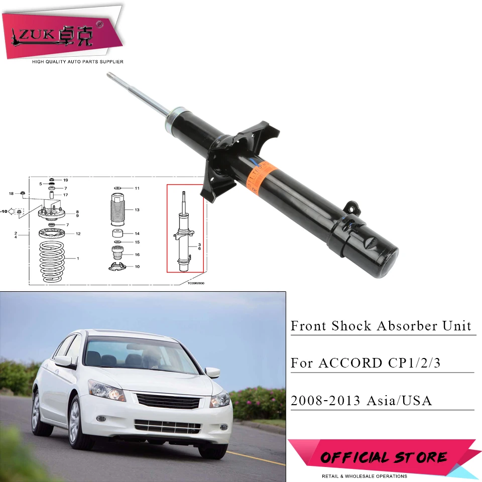 ZUK спереди шок абсорбционный аппарат для HONDA ACCORD 2008 2009 2010 2011 2012 2013 CP1 CP2 CP3 Азии США 51621-TB0-H01 51611-TB0-H01