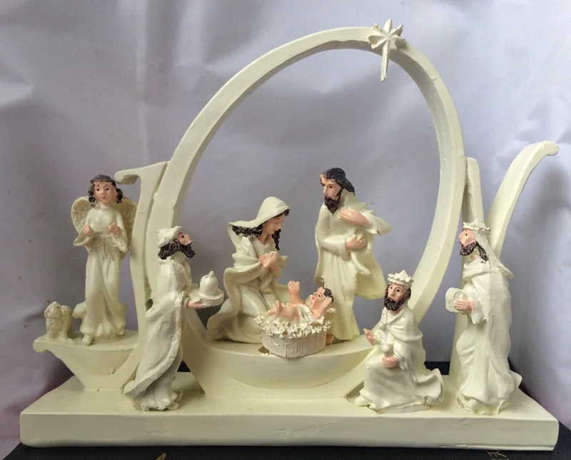 

Christian Catholic Character Statue Resin Material Crafts LED Lantern Home Decoration Christmas Holiday Gift Jesus God Baptism