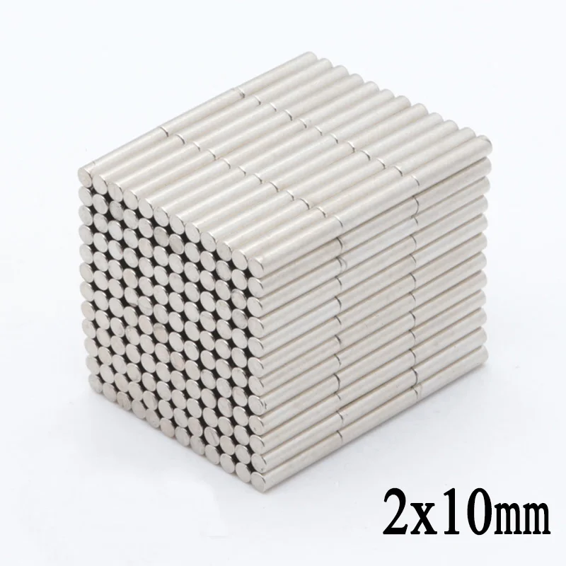 

200pcs 2x10mm N35 NdFeB Mini Super Strong Powerful Neodymium Magnet Round Rare Earth Permanent Magnets 2*10mm