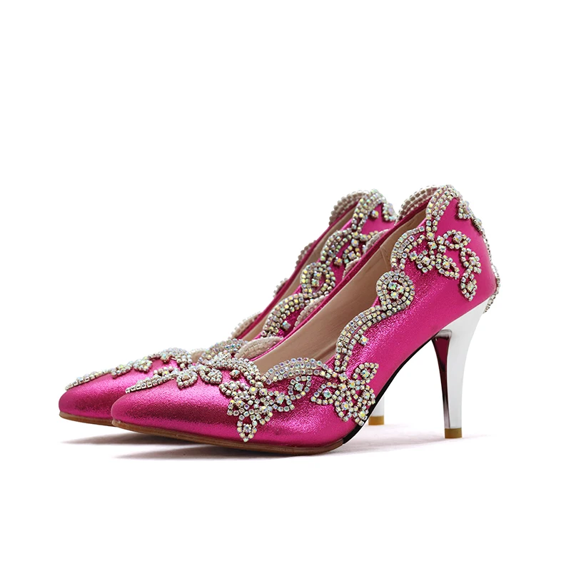 Г. Свадебная обувь под заказ Свадебные вечерние туфли с острым носком обувь для матери невесты на среднем каблуке цвет фуксия, золотой, синий, Размер 13