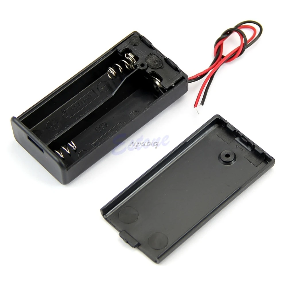 

Plastic Hard Storage Holder Case Box For 2 3 4 X AA Battery With Wire Leads