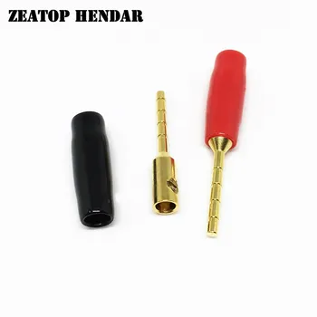 

100Pcs 2mm Banana Plug Screw Terminal Gold Plated Copper Amp Wiring Pin Plug Small Banana Plug Adapter HIFI Speaker Connector