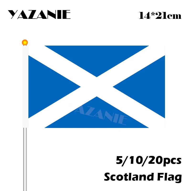 

YAZANIE 14*21cm 5/10/20pcs Scotland Hand WaveFlags Quality Polyester Decorative Scotland Flag #8 Polyester Flag Free Shipping