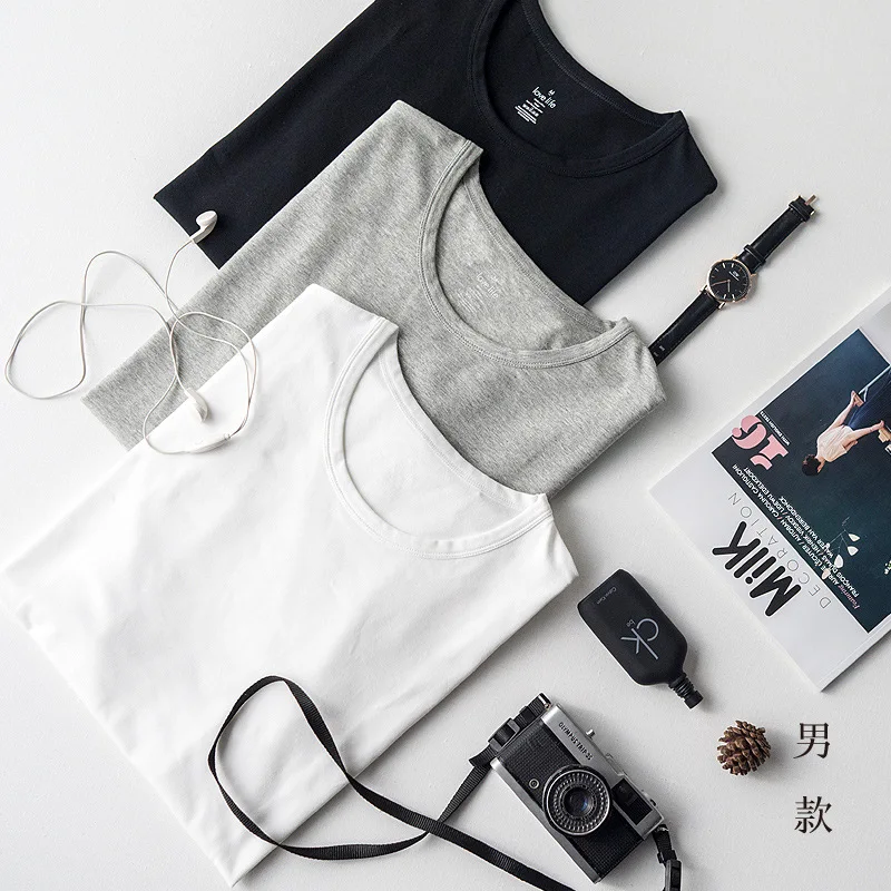 

White Gray Black Solid Color Elastic O-neck Men T Shirt Mens Fashion Tshirt Fitness Casual Male T-shirt Free Shipping