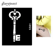 1 шт. маленькая индийская хна трафарет татуировки DIY цветной рисунок боди-арт ключ шаблон дизайн хна трафарет татуировки сексуальный продукт S561