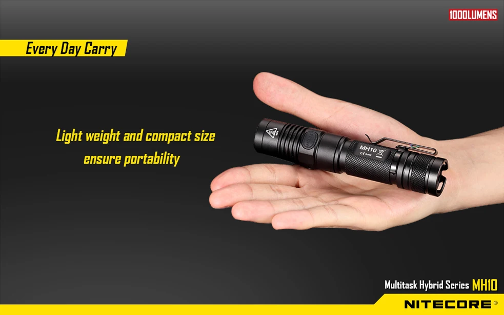 Nitecore MH10 USB зарядка 1000Lm Cree XM-L2 U2 светодиодный фонарик с Nitecore 18650 Nl1826 аккумуляторная батарея