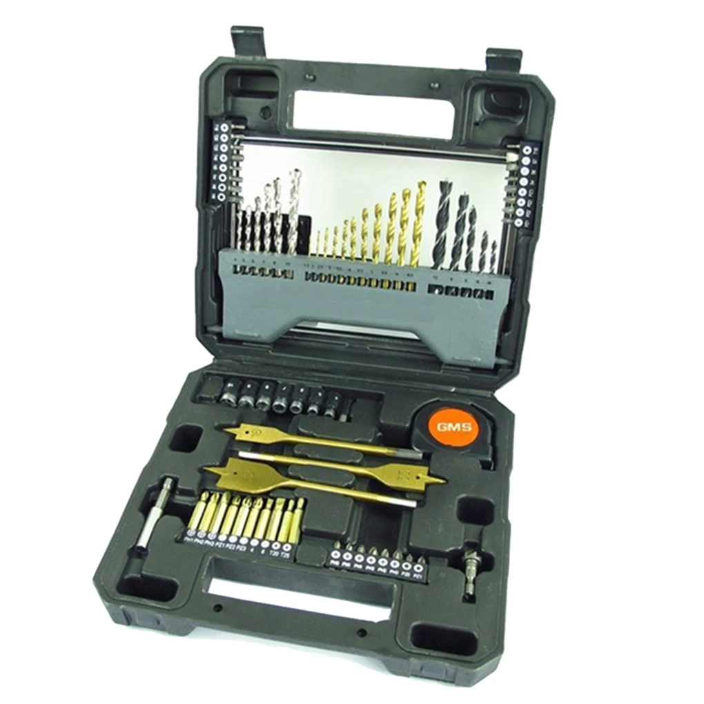70PCS Combination Twist Drill Screwdriver Bits Socket Bits Set Spades Tape Spiral Bits Kit Woodworking Tools letter tape straps twist bralette